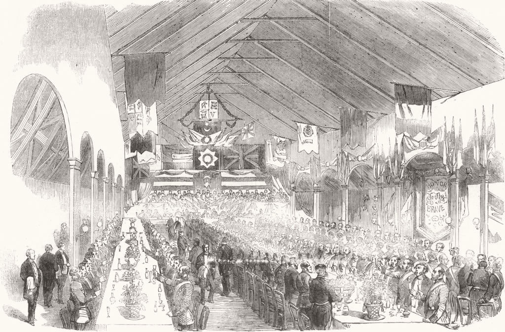 Associate Product PORTSMOUTH. Crimean War. Banquet to Crimean Officers. Hampshire 1856 old print