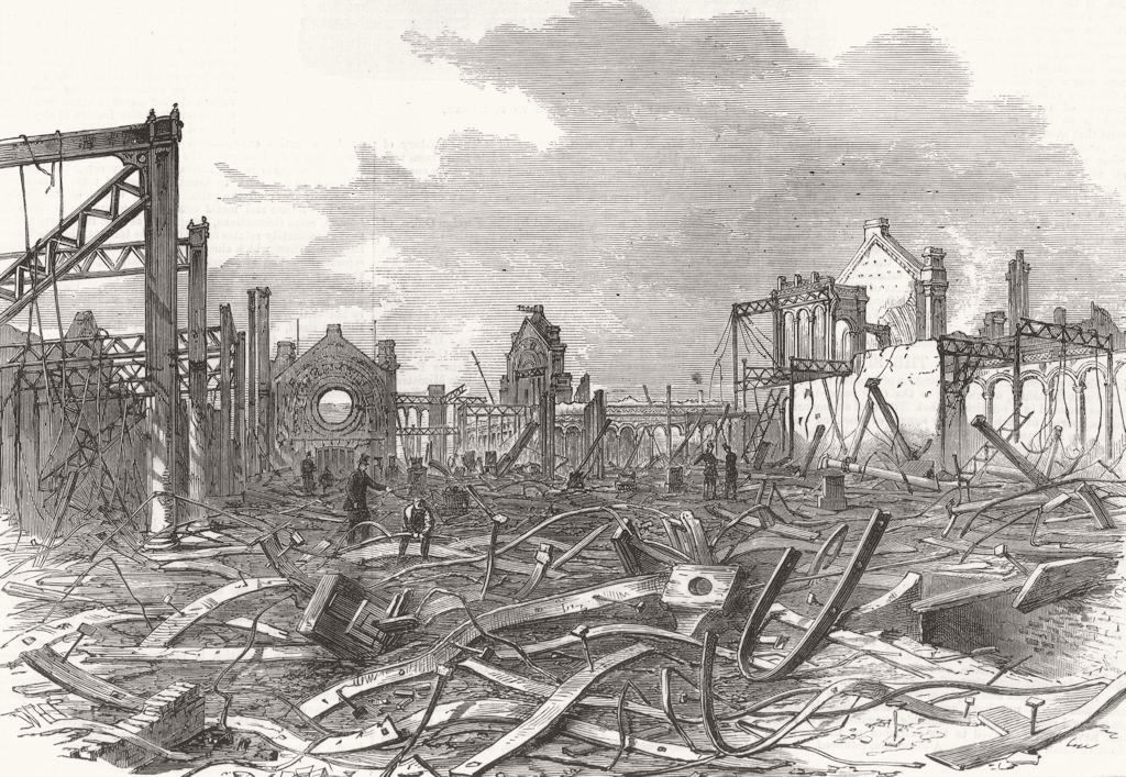 DISASTERS. Interior view of the ruins 1873 old antique vintage print picture
