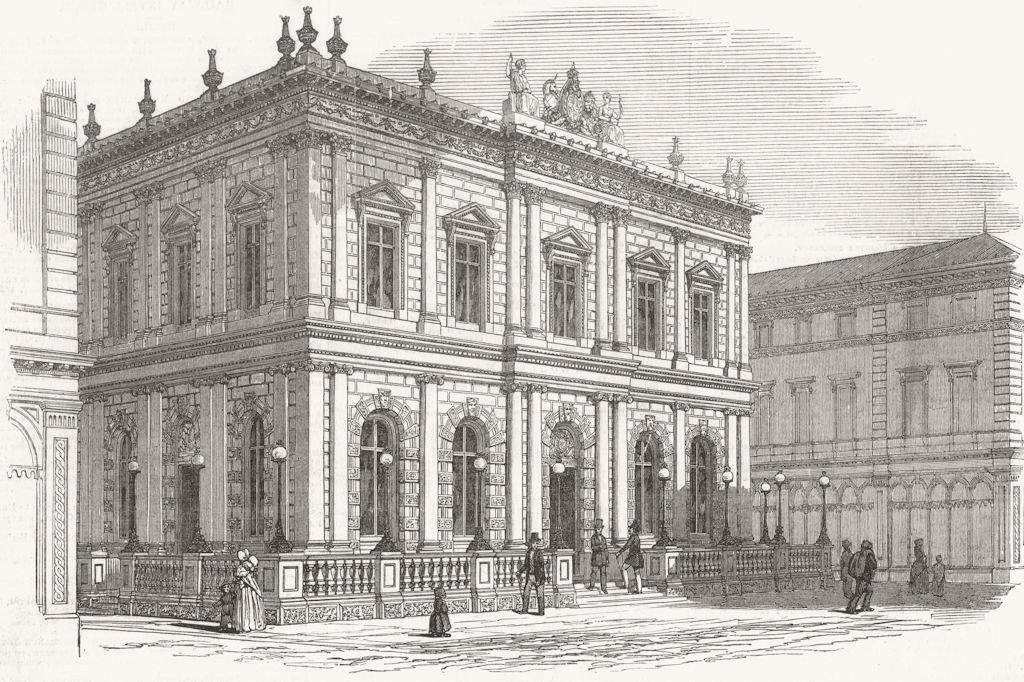 GLASGOW. Exterior of the National Bank. John Gibson, architect. Scotland 1849