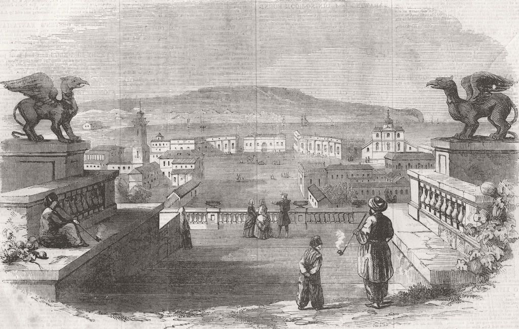 UKRAINE. Kerch, from the Heights of the Museum 1855 old antique print picture