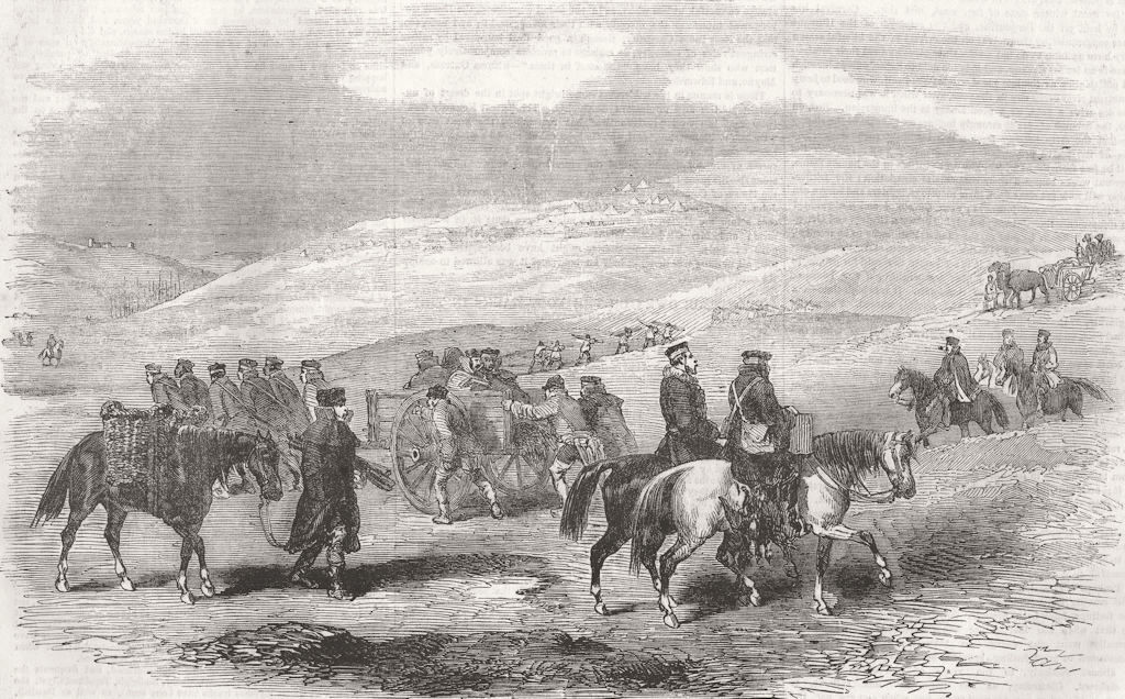 UKRAINE. Carrying the wounded to Balaklava 1855 old antique print picture