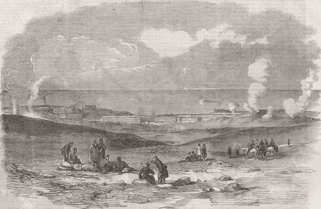 UKRAINE. Sevastopol, from the Victoria Redoubt 1855 old antique print picture