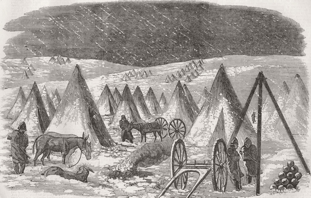 UKRAINE. British Artillery Camp and Siege Train 1855 old antique print picture