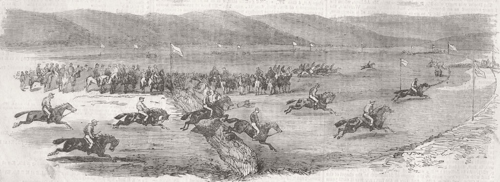 Associate Product UKRAINE. Grand Military Steeplechase in the Crimea 1856 old antique print