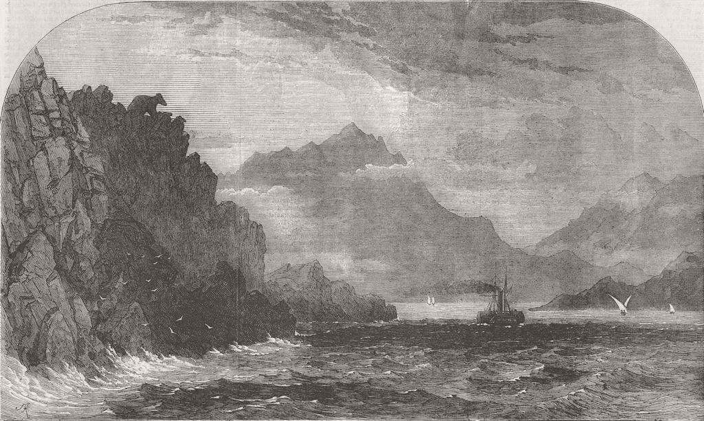 ITALY. The Bear Rock, Maddalena Straits, Sardinia 1855 old antique print