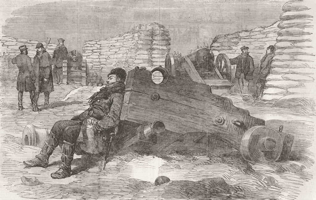 UKRAINE. Rear of Sailors guns before Sevastopol 1855 old antique print picture