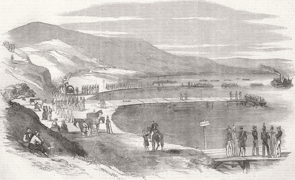 BULGARIA. Troops boarding at Varna, for Sevastopol 1854 old antique print