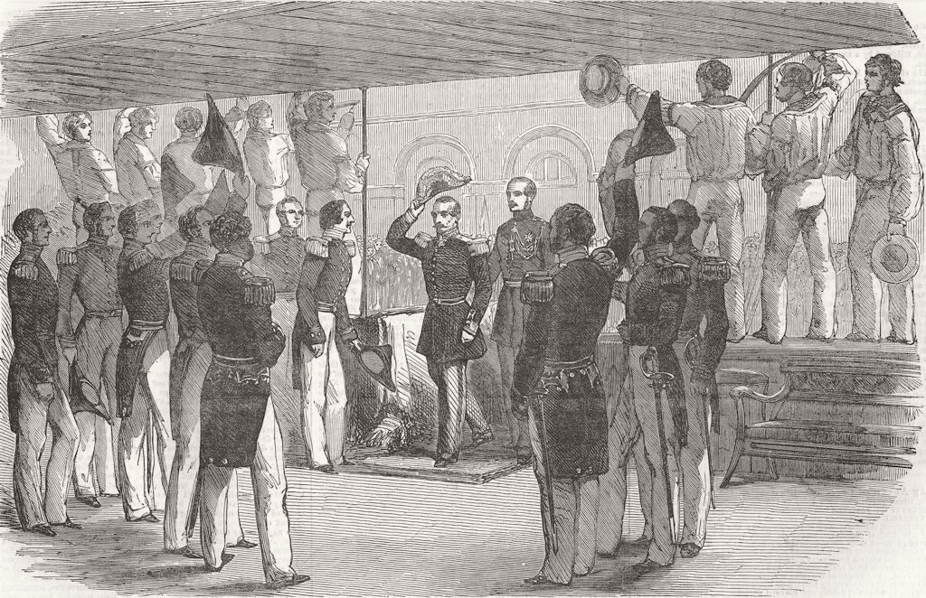 FRANCE. Emperor visiting Royal Yacht, at Boulogne 1854 old antique print
