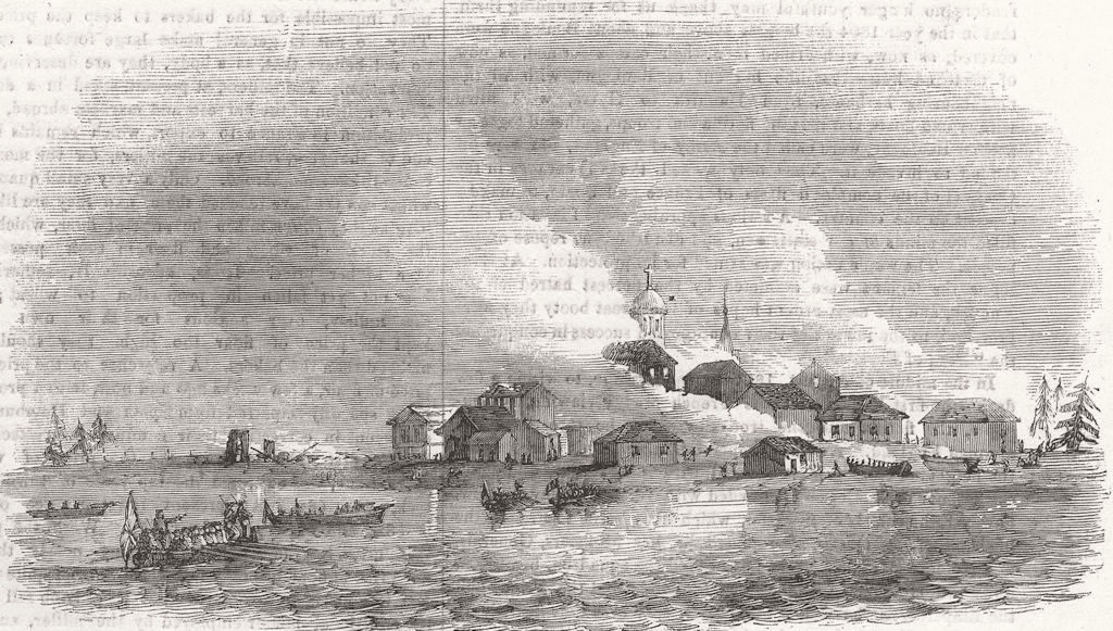 RUSSIA. Burning of Novitska, White Sea 1854 old antique vintage print picture