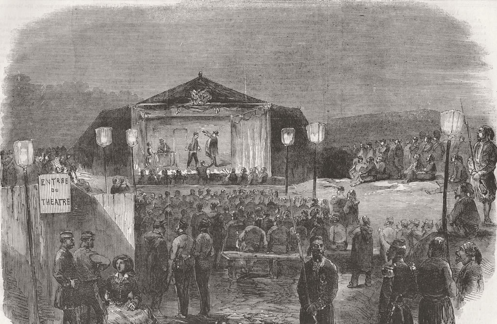 UKRAINE. Theatre Des Zouaves in the French Camp 1855 old antique print picture
