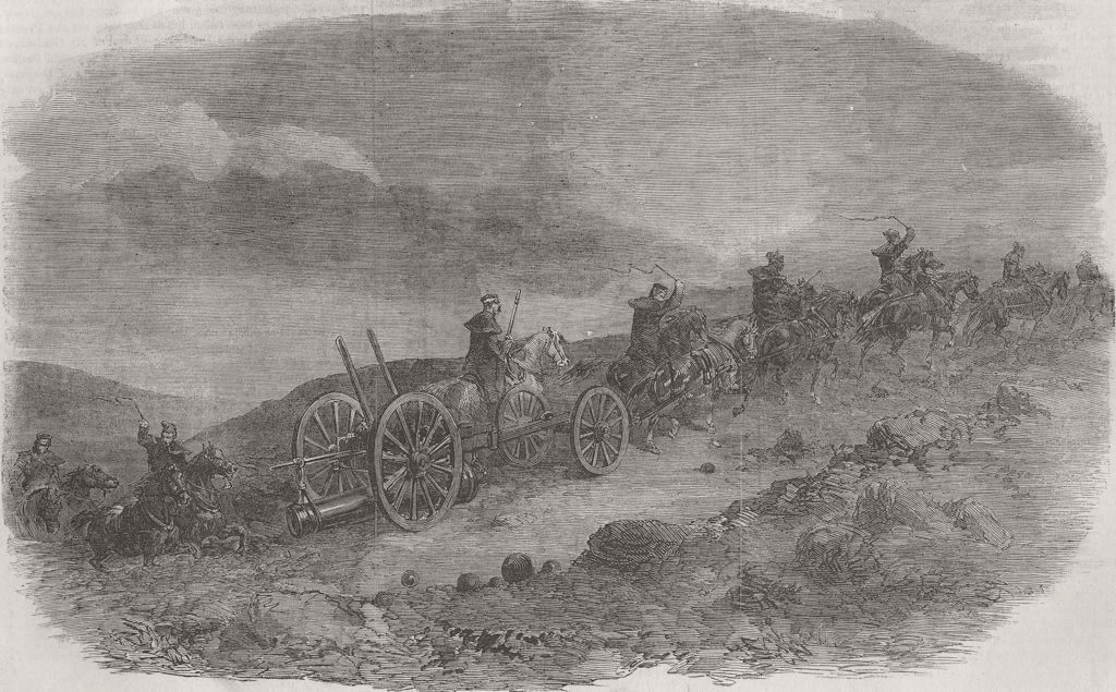 UKRAINE. Artillery moving Lancaster guns 1855 old antique print picture