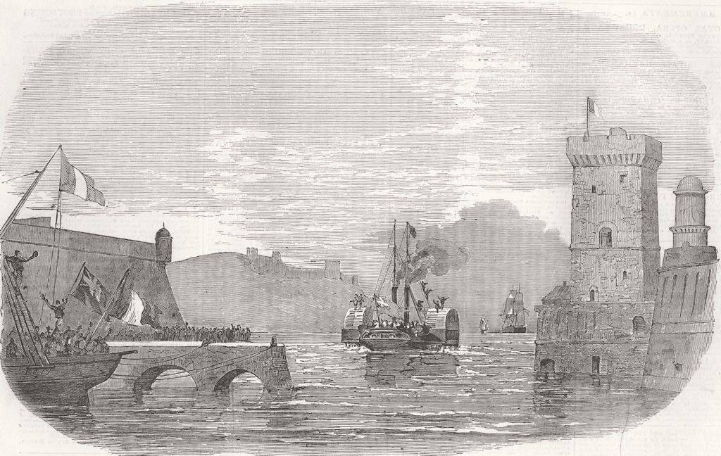 Associate Product FRANCE. Lord Raglan leaving Marseilles, Caradoc 1854 old antique print picture