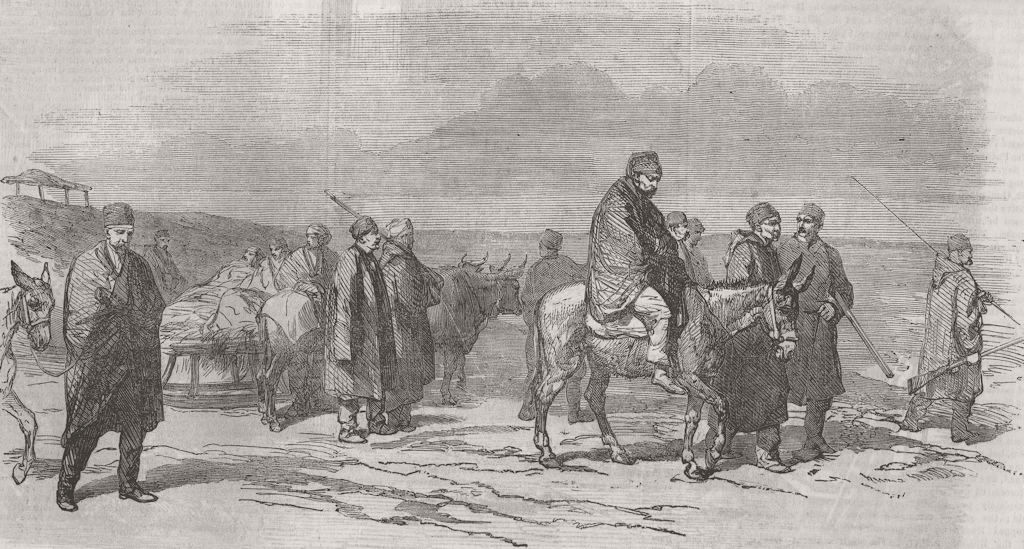 ROMANIA. Wounded from Citate arriving at Calafat 1854 old antique print