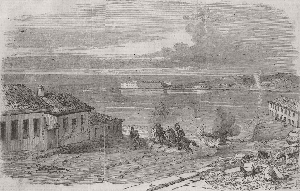 UKRAINE. Sevastopol harbour nr Fort Nicholas 1856 old antique print picture