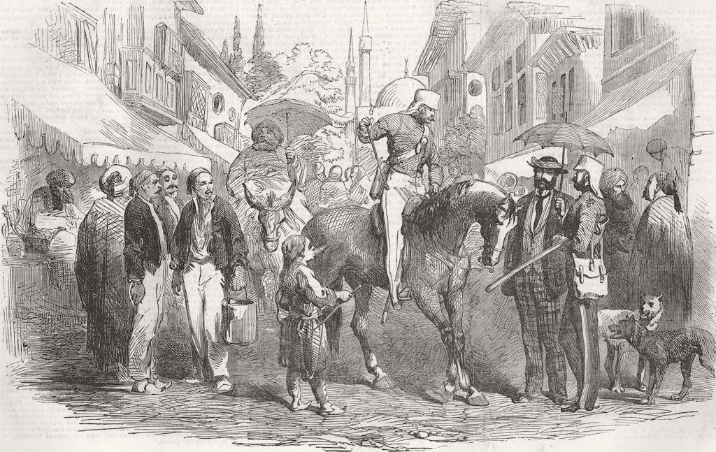 TURKEY. A Street at Istanbul 1856 old antique vintage print picture