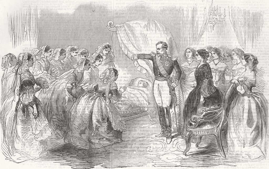 FRANCE. ladies visiting the Imperial Prince 1856 old antique print picture
