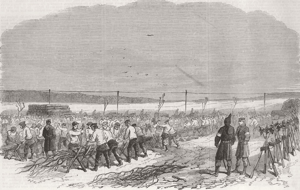 GERMANY. Prussian Infantry at Atzbüll, nr Dybbøl 1864 old antique print