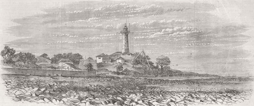 INDIA. Lighthouse on Colaba Point, near Mumbai 1868 old antique print picture