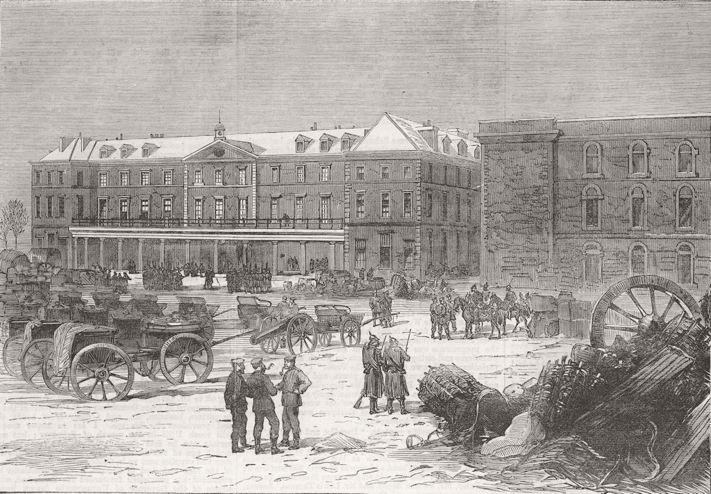 FRANCE. Fort Mont-Valérien. The Barrack Square 1871 old antique print picture
