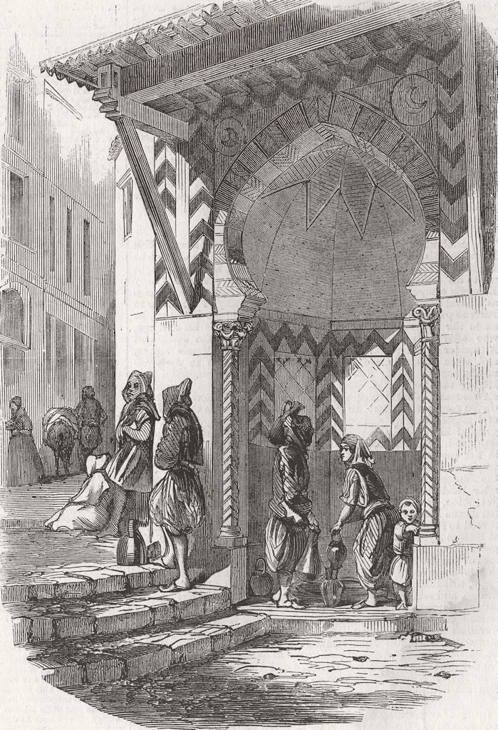 Associate Product ALGERIA. Moorish Fountain, Algiers 1858 old antique vintage print picture
