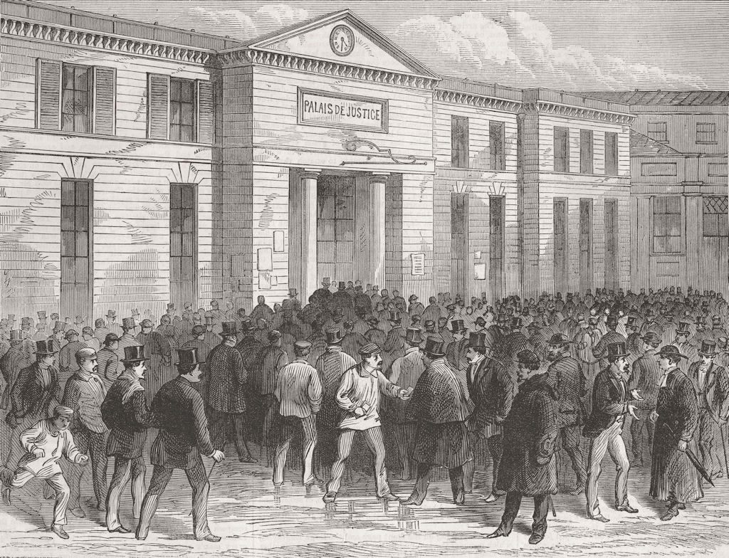 FRANCE. Paris Commune. Palais de Justice, Elections 1871 old antique print