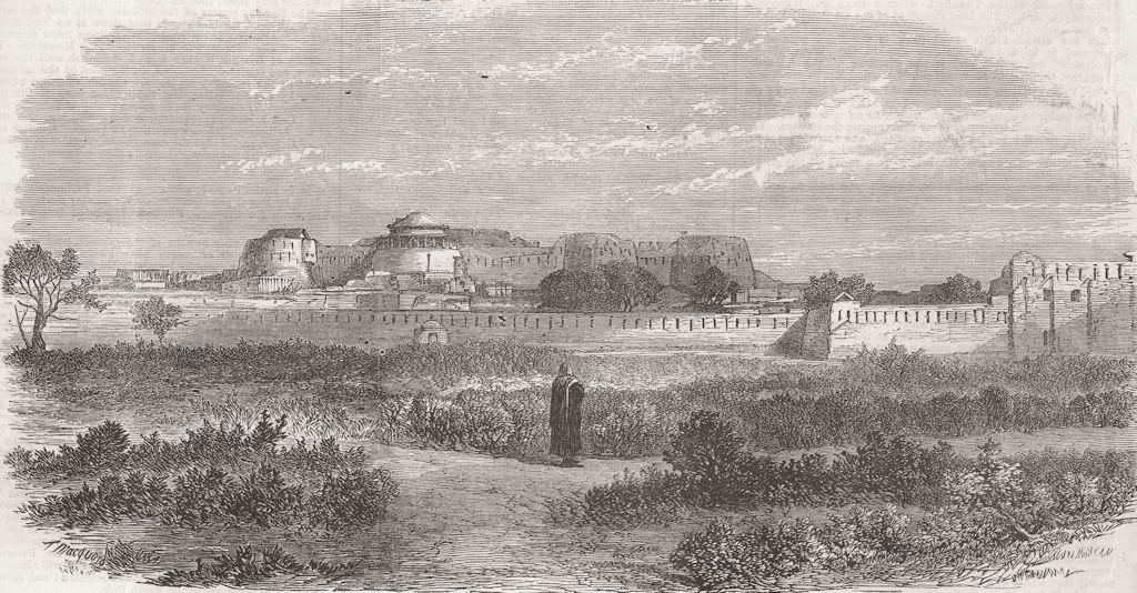 PAKISTAN. Punjab. Shubkuddar Fort, Peshawar 1868 old antique print picture