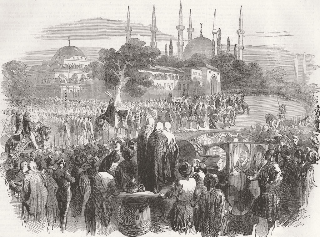 TURKEY. Sultan at Festival of Bayram, Istanbul 1854 old antique print picture