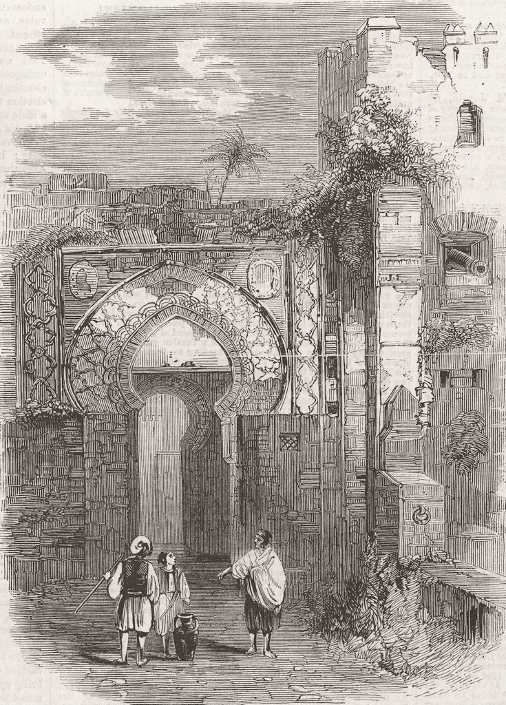 MOROCCO. Gateway of the Citadel of Tangier 1859 old antique print picture