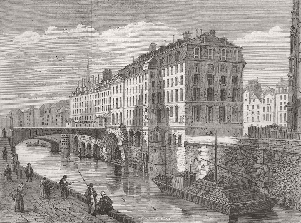 FRANCE. Paris Demolitions-The Hotel Dieu 1859 old antique print picture