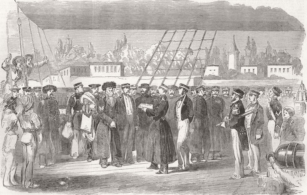 RUSSIA. Russian prisoners, board Fury, at Istanbul 1854 old antique print