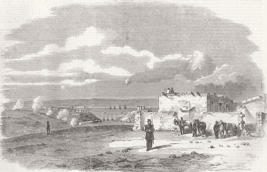 UKRAINE. Sevastopol, from the Maison d'Observation 1855 old antique print