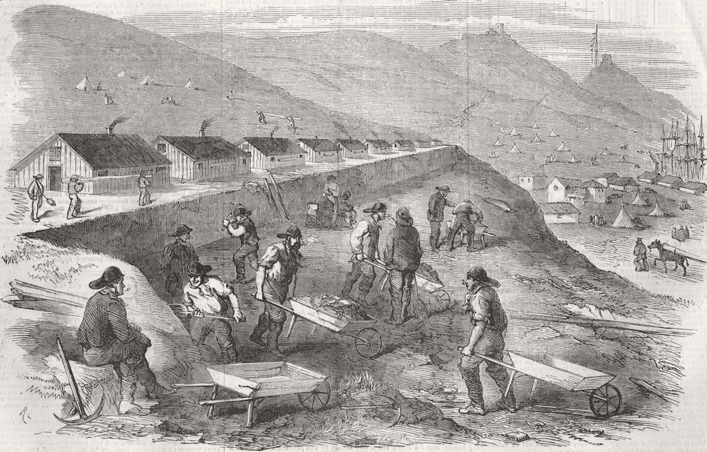 Associate Product UKRAINE. The Railway Works at Balaklava 1855 old antique vintage print picture
