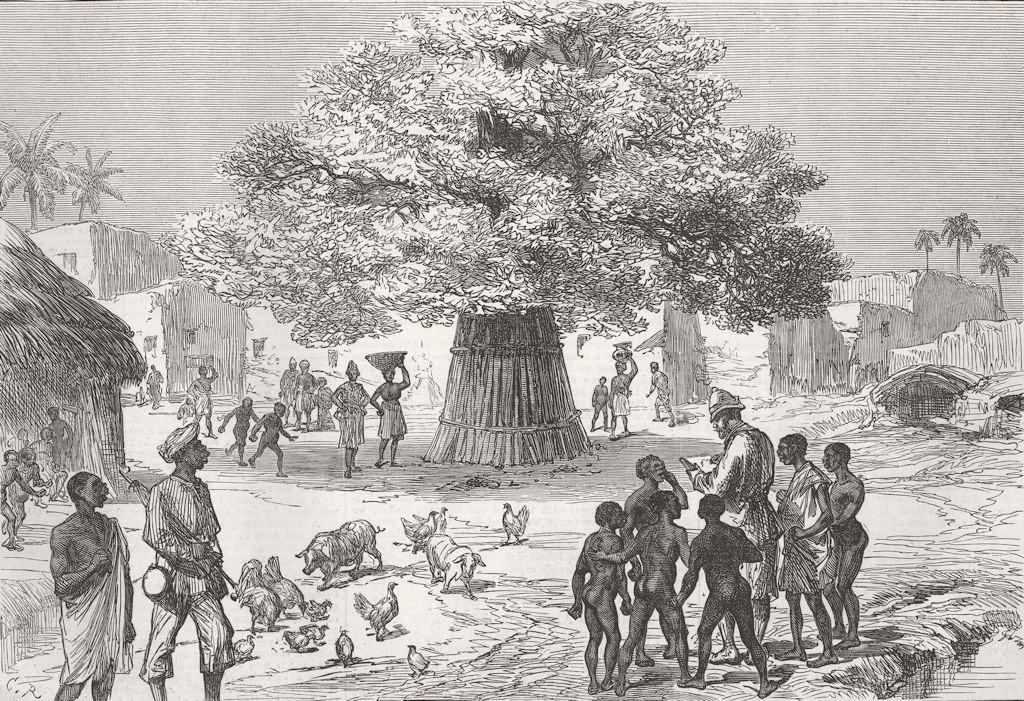 GHANA. Fetish Tree, village near Cape Coast Castle 1874 old antique print