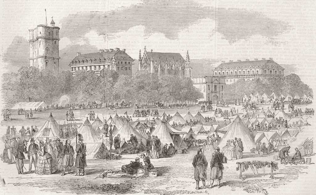 FRANCE. The Paris Fetes-The Camp at St Maur 1859 old antique print picture