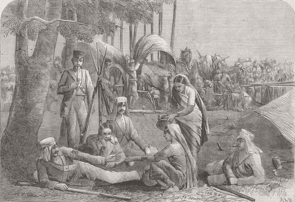Associate Product INDIA. Milk-women in the Camp 1864 old antique vintage print picture