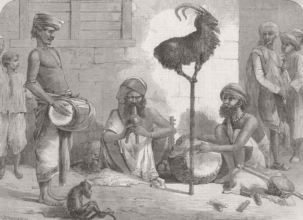 INDIA. Performing Goat 1864 old antique vintage print picture