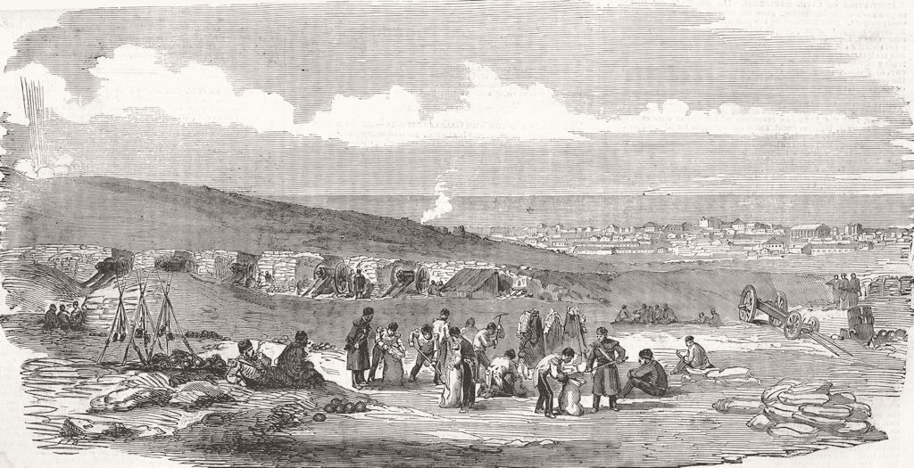 UKRAINE. Sevastopol, from the Green Hill Battery 1855 old antique print
