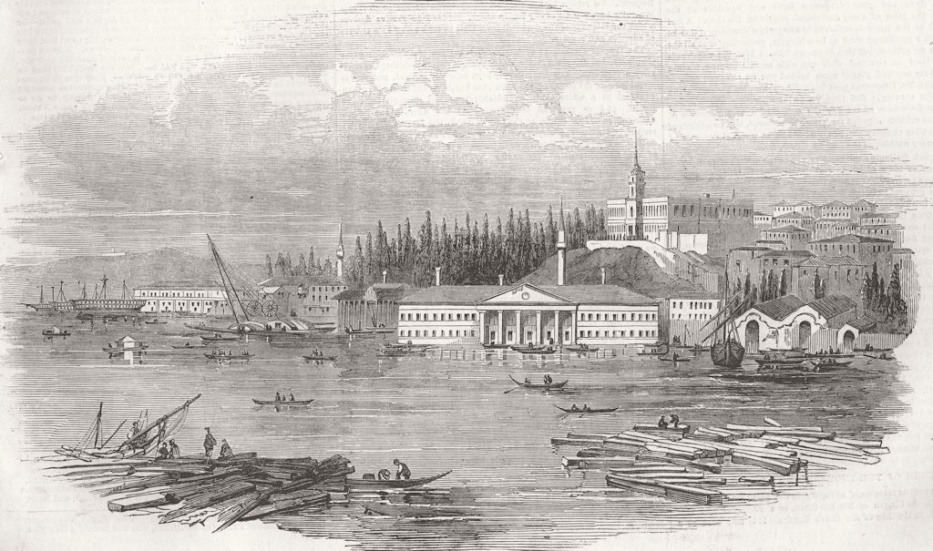 TURKEY. The Marine Arsenal, Istanbul 1853 old antique vintage print picture