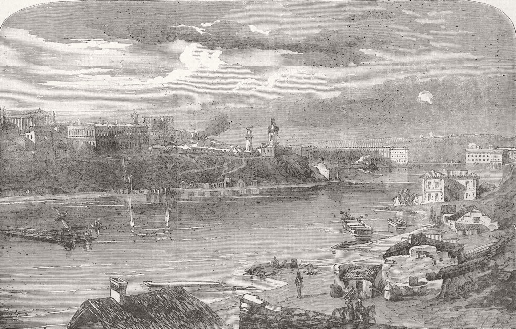 UKRAINE. Sevastopol from the Hospital Walls 1855 old antique print picture