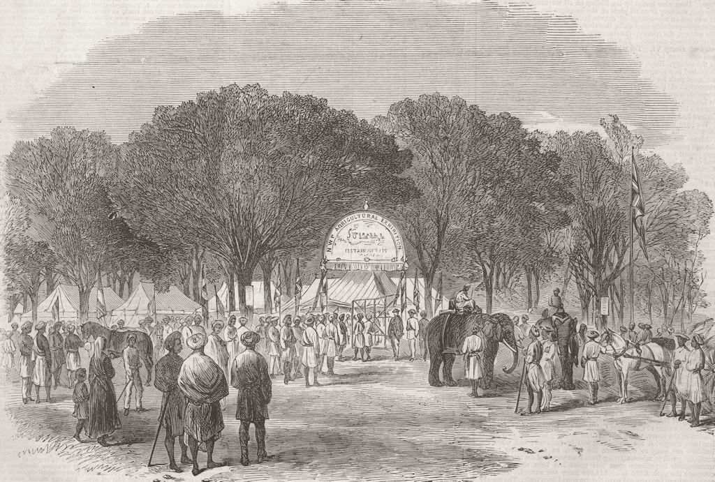 INDIA. General View of The Roorkee Exhibition 1864 old antique print picture