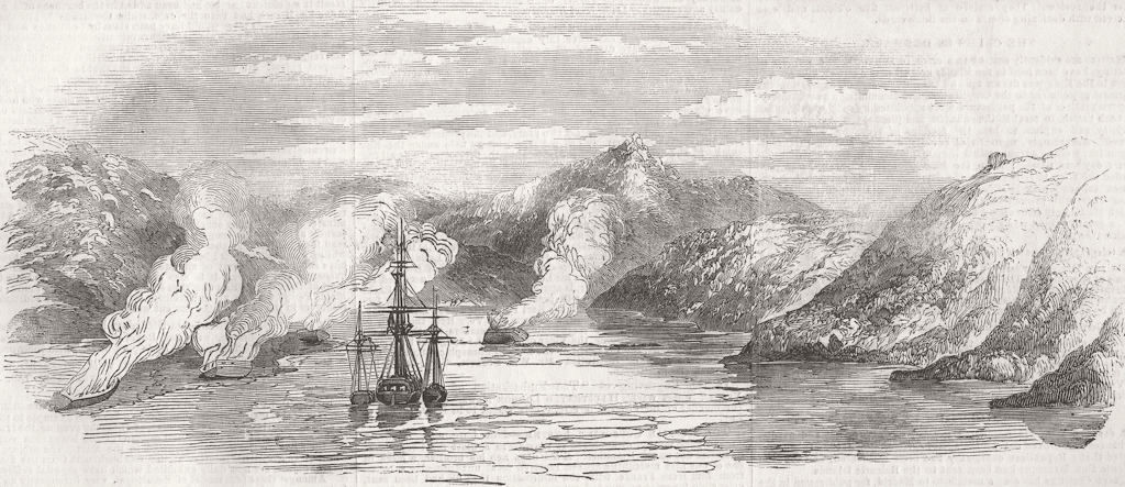 Associate Product RUSSIA. HMS Miranda, & Prizes, Litscha Bay, Lapland 1854 old antique print