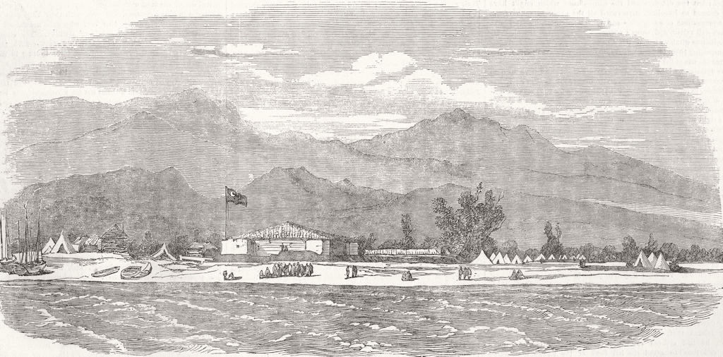 SEASCAPES. Camp of Tchourouk-Sou, on The Black Sea 1854 old antique print