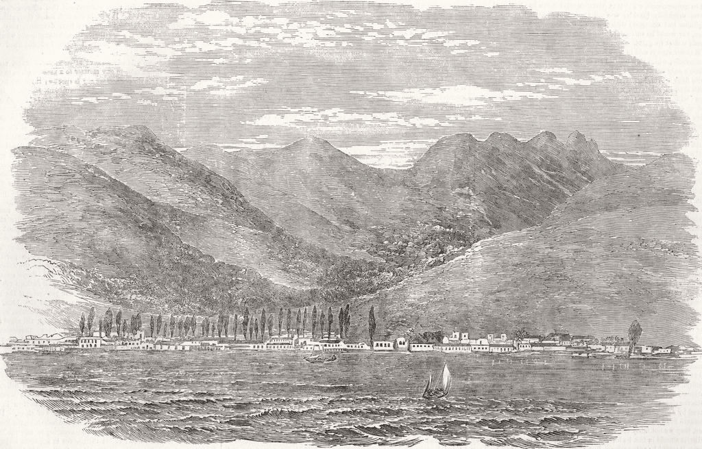 RUSSIA. Gelendzhik Bay, Coast of Circassia 1854 old antique print picture