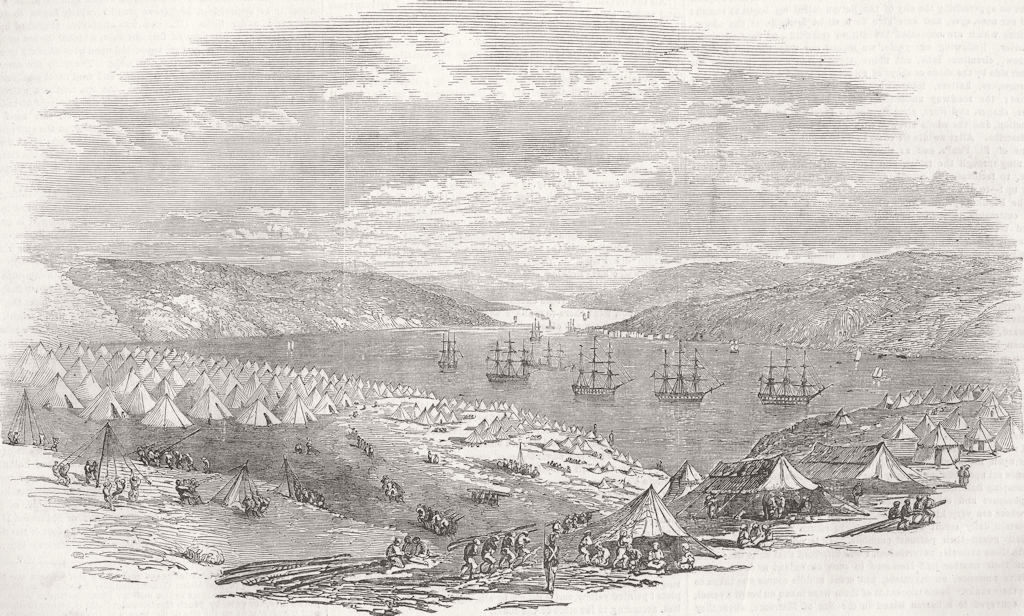 TURKEY. Fleet & Egyptian Camp, Unkiar Skelessi 1853 old antique print picture