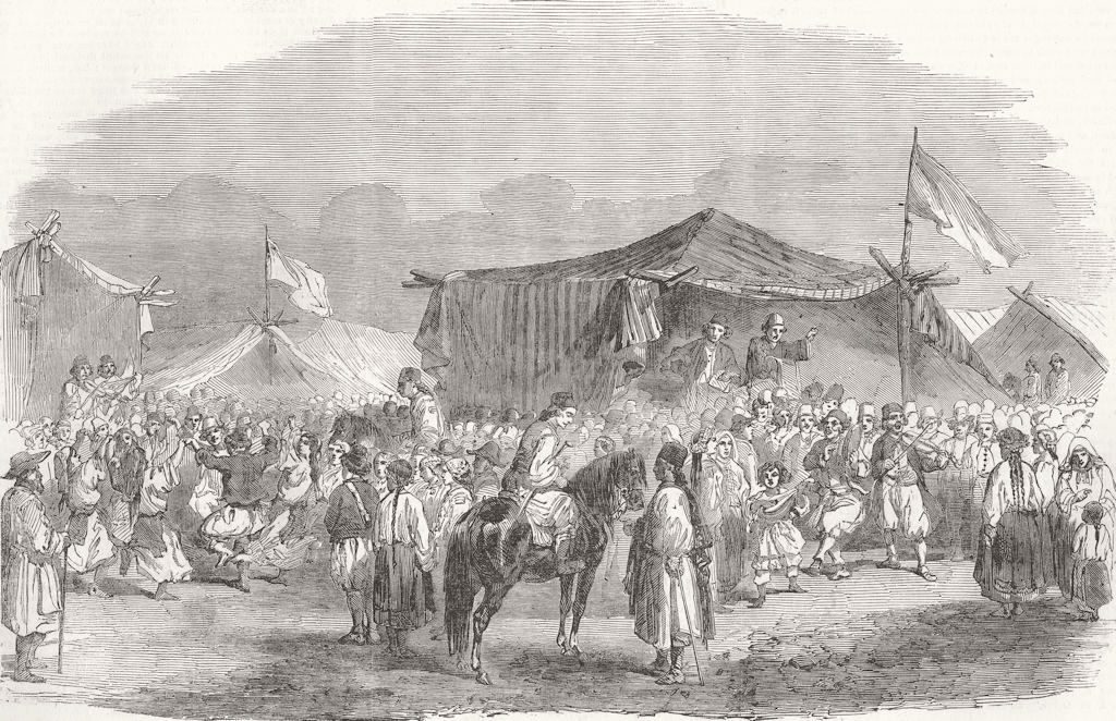 ROMANIA. Fair of St Peter, At Giurgiu in Wallachia 1853 old antique print