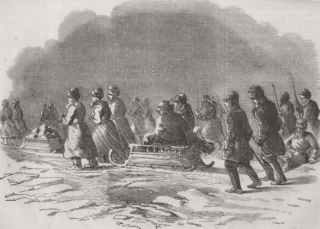 RUSSIA. Passengers, transit, Oranienbaum to Kronstadt 1856 old antique print