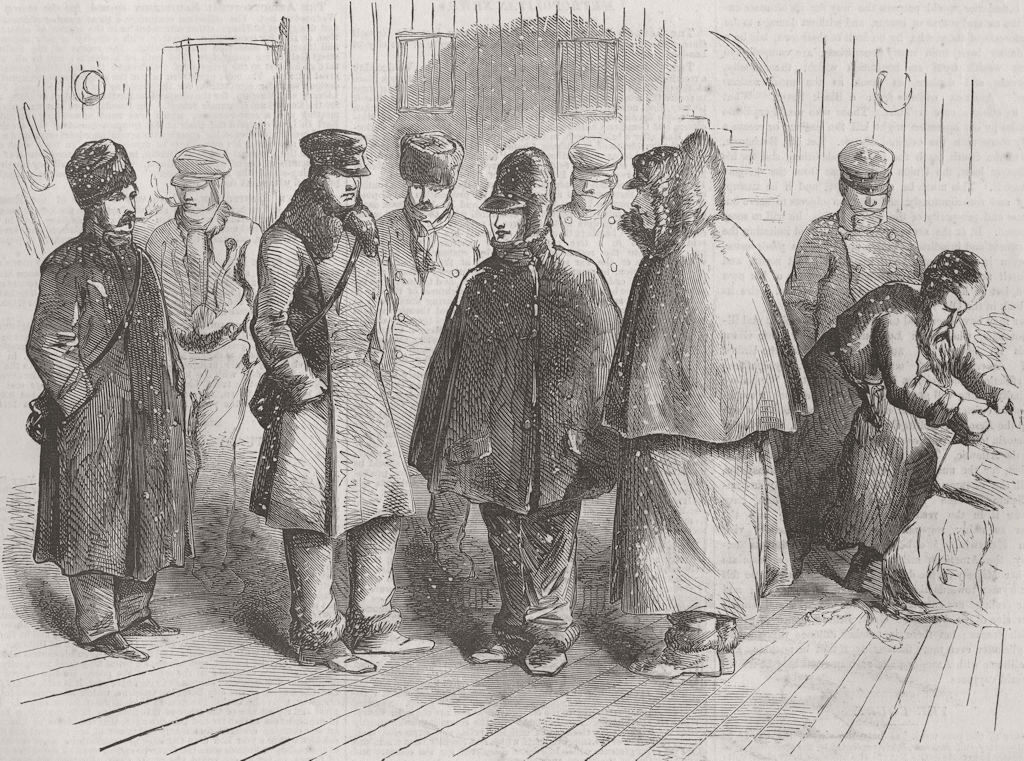 RUSSIA. Passengers for England at Kronstadt 1856 old antique print picture