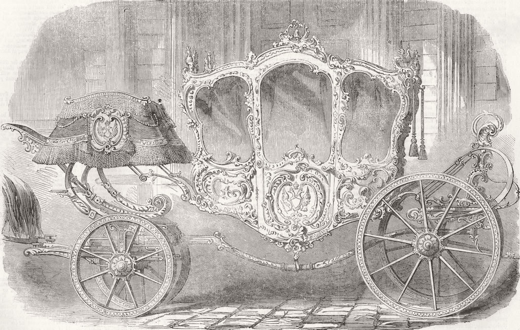 RUSSIA. Coronation Carriage of Empress of Russia 1856 old antique print