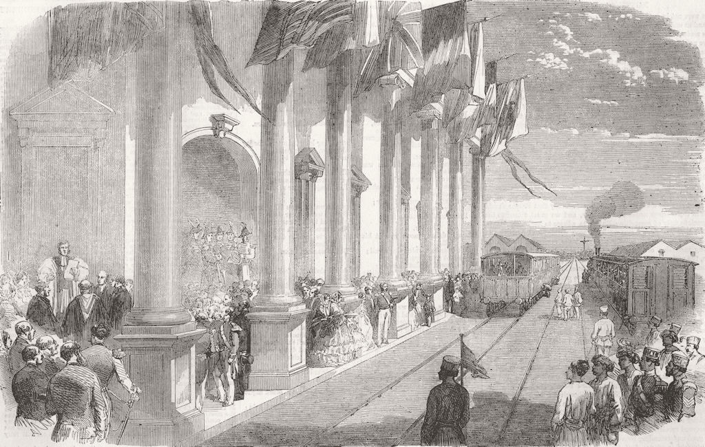 INDIA. Opening of the Chennai Railway 1856 old antique vintage print picture