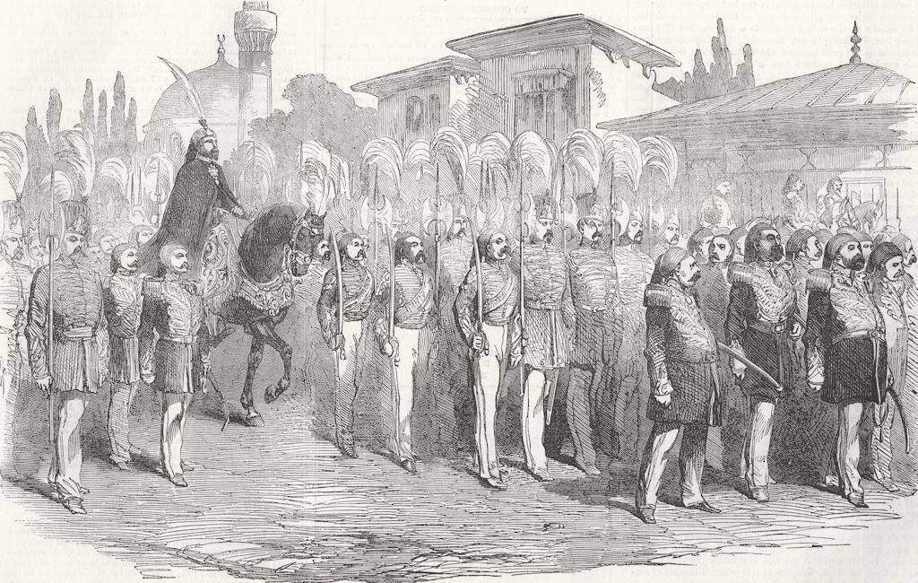 TURKEY. Bayram at Istanbul, Procession of Sultan 1856 old antique print